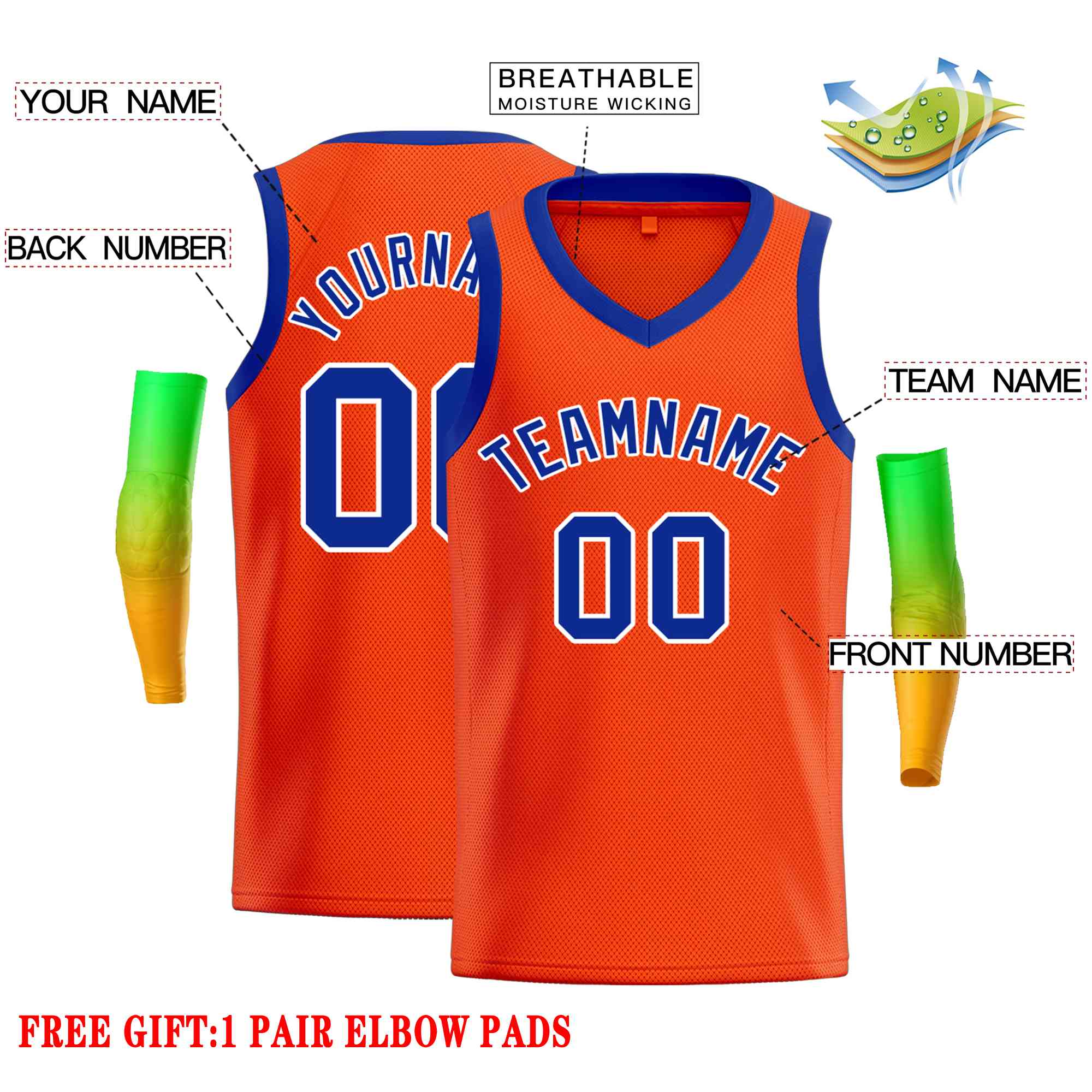 Custom Orange Royal-Classic Tops Men Casual Basketball Jersey