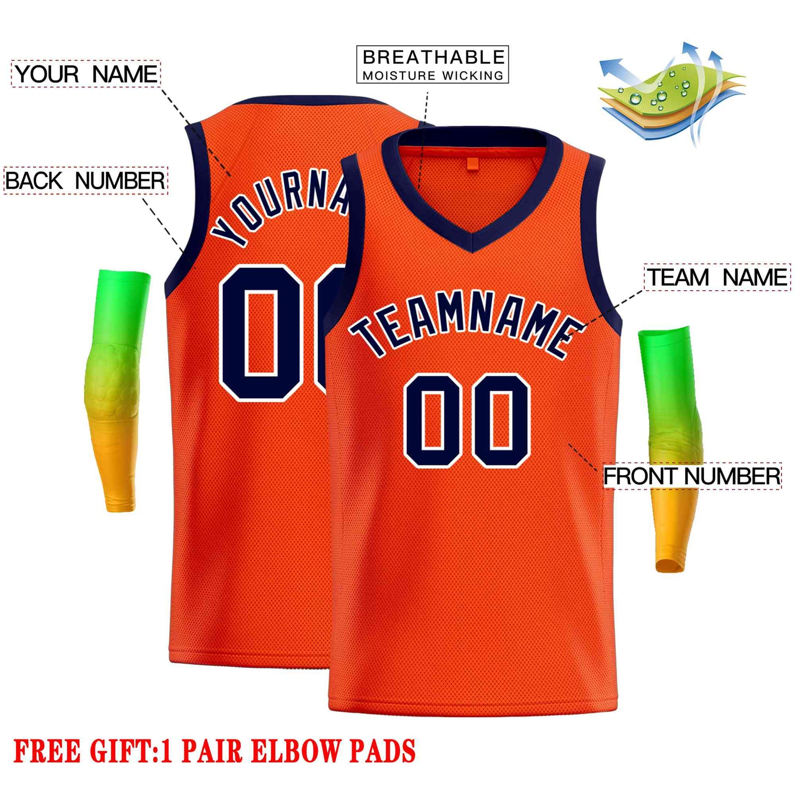 Custom Orange Navv-White Classic Tops Men Casual Basketball Jersey