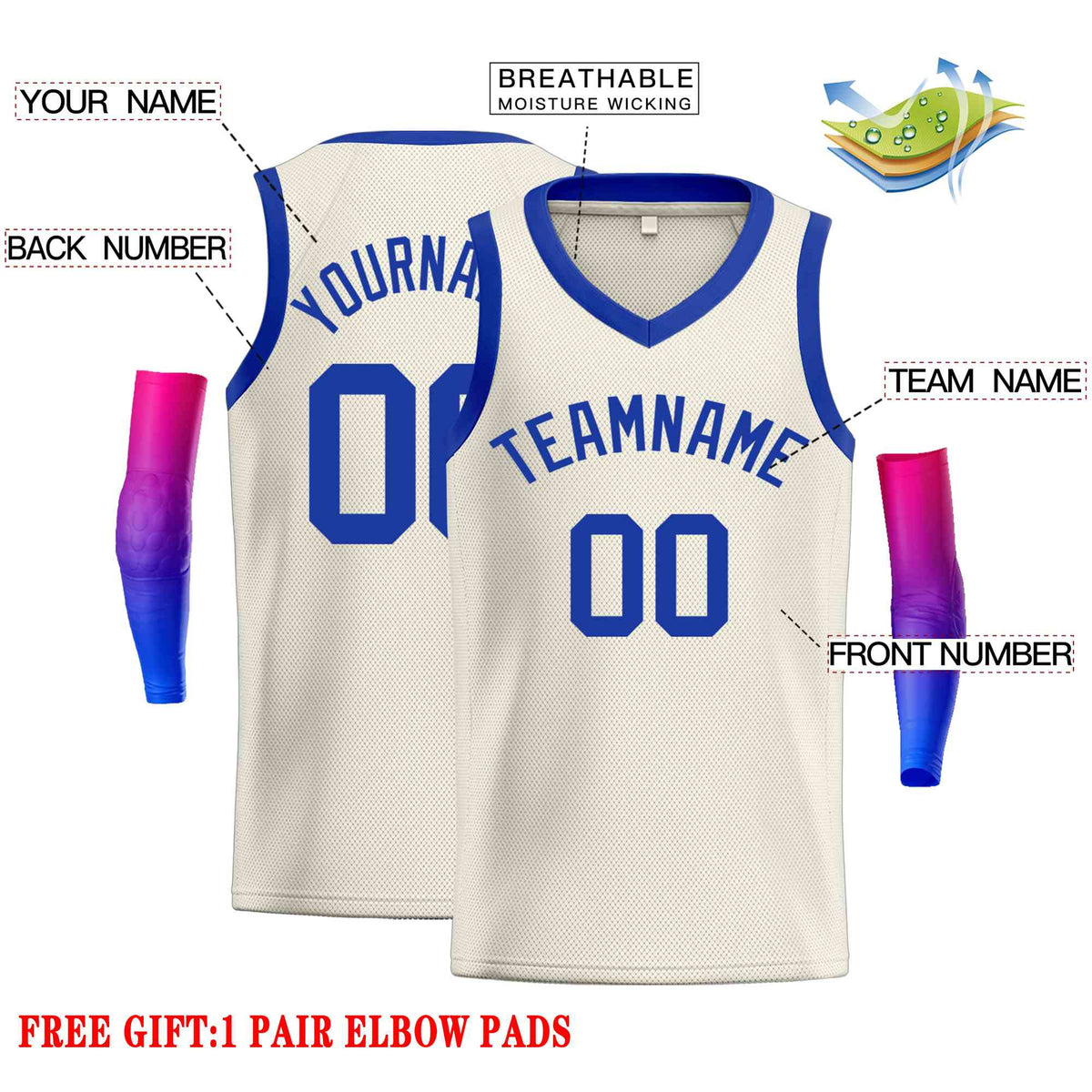 Custom Cream Royal-Classic Tops Men Casual Basketball Jersey