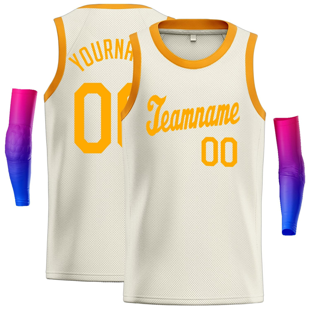Custom Cream Yellow Classic Tops Athletic Casual Basketball Jersey
