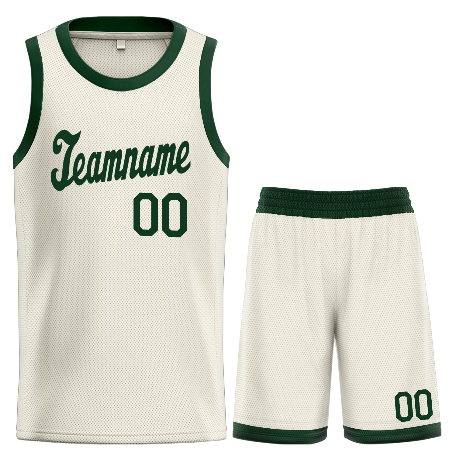 Custom Cream Green Classic Tops Men/Boy Basketball Jersey