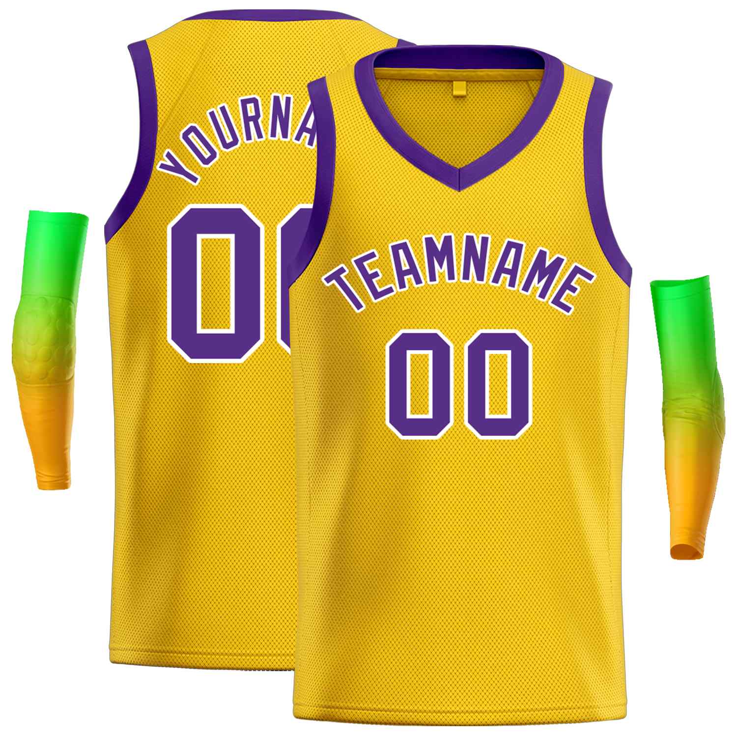 Custom Yellow Purple-White Classic Tops Men Casual Basketball Jersey