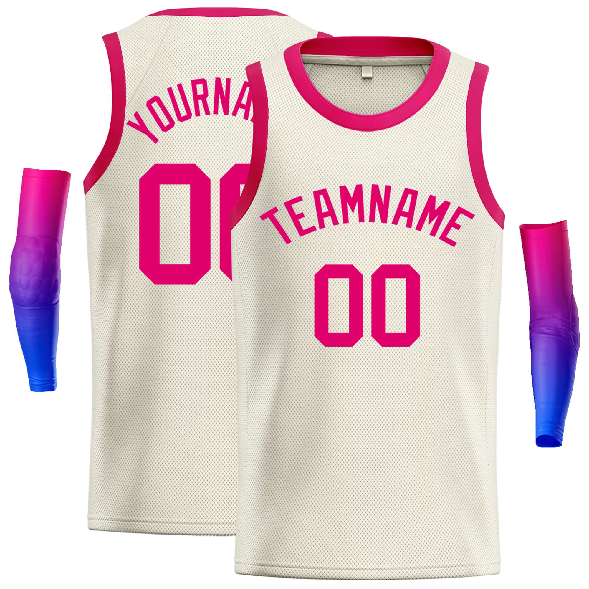 Custom Cream Pink Classic Tops Casual Basketball Jersey