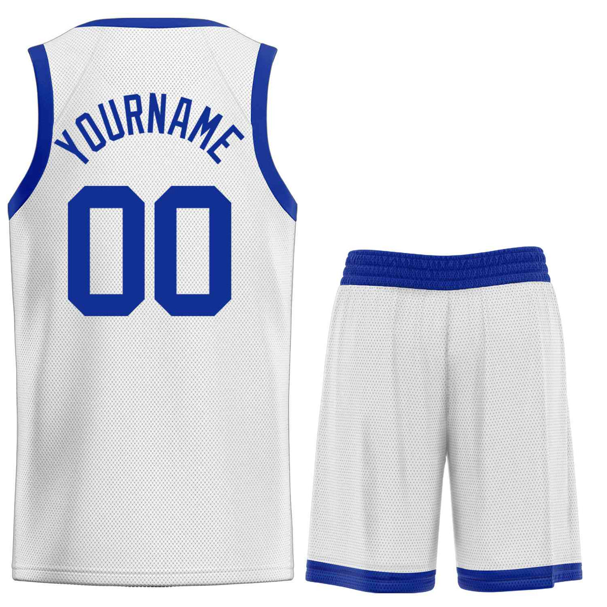 Custom Logo/Text White Royal-Classic Sets Curved Basketball Jersey
