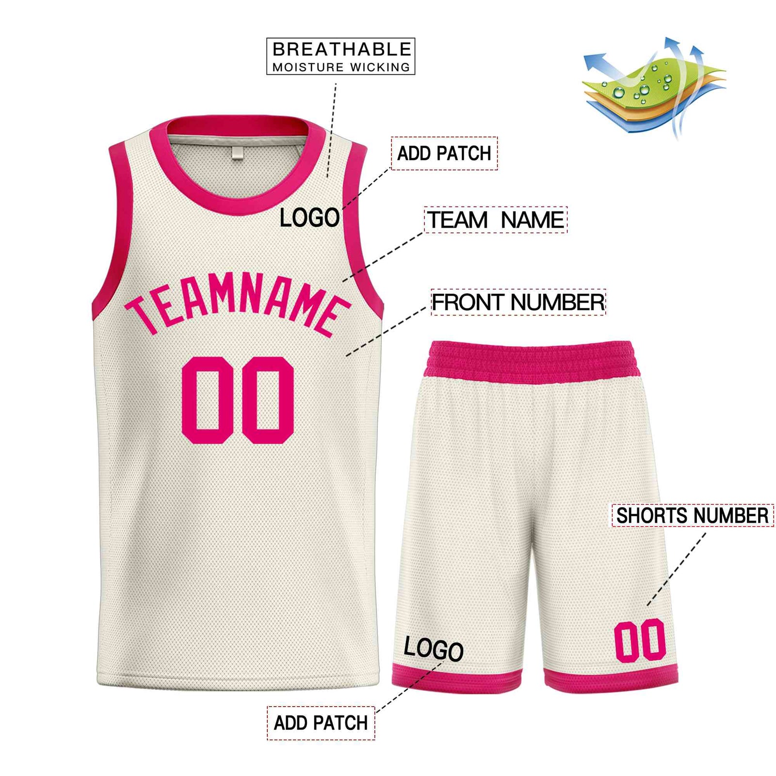 Custom Cream Pink Classic Sets Bull Basketball Jersey