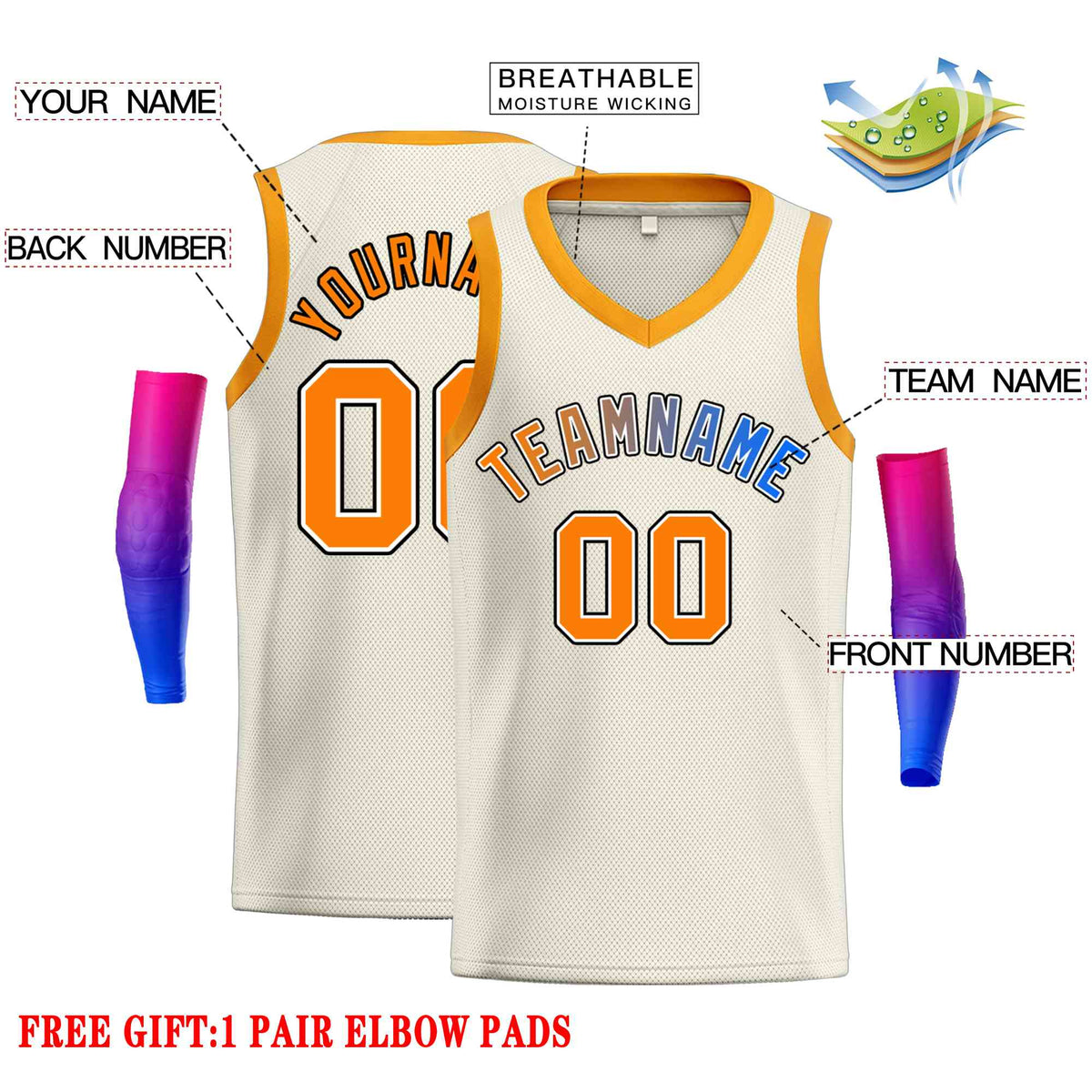 Custom Cream Yellow-Classic Tops Men Casual Basketball Jersey