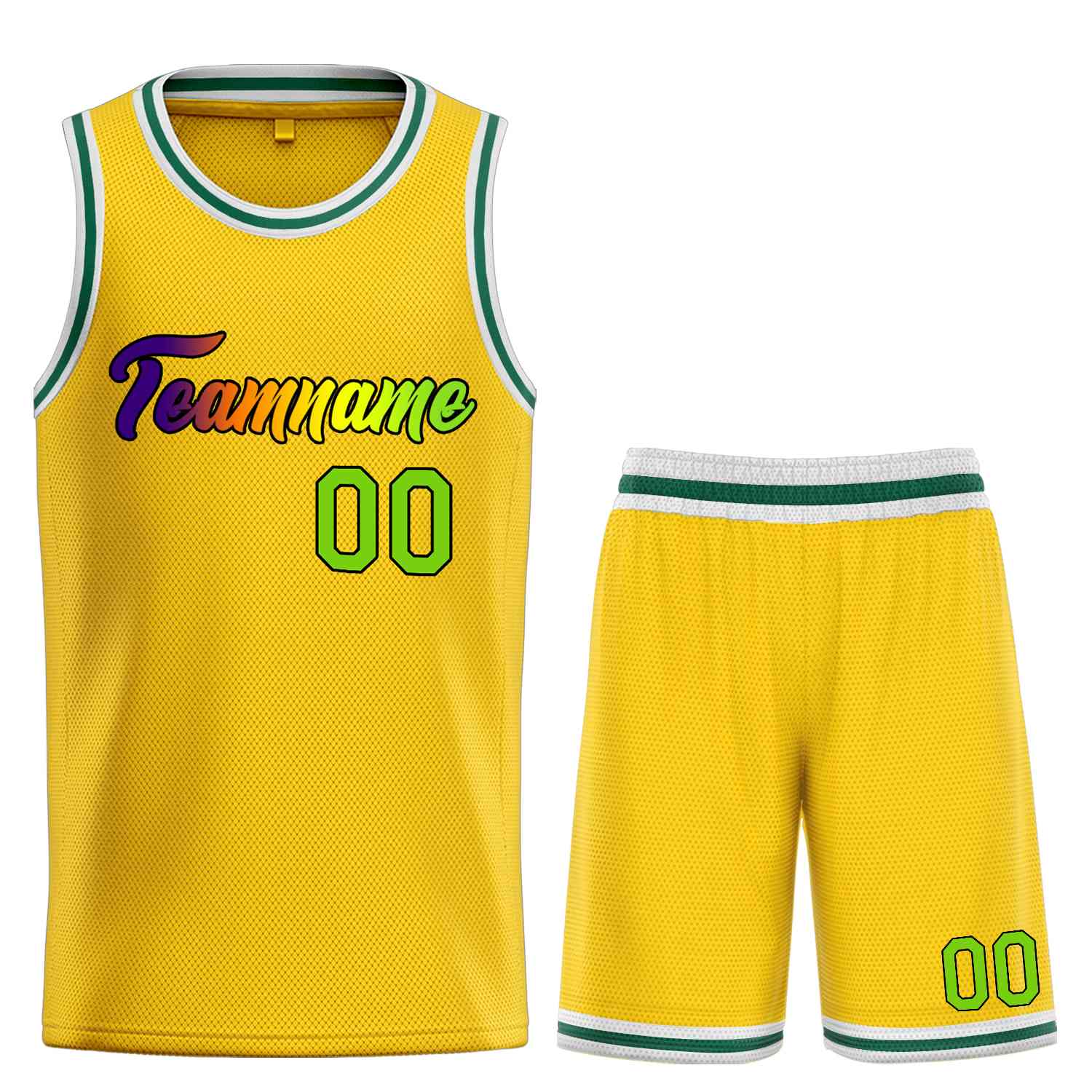 Custom Yellow Green-Black Heal Sports Uniform Classic Sets Basketball Jersey