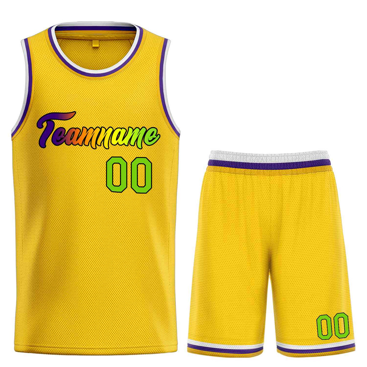 Custom Yellow Purple-Black Heal Sports Uniform Classic Sets Basketball Jersey