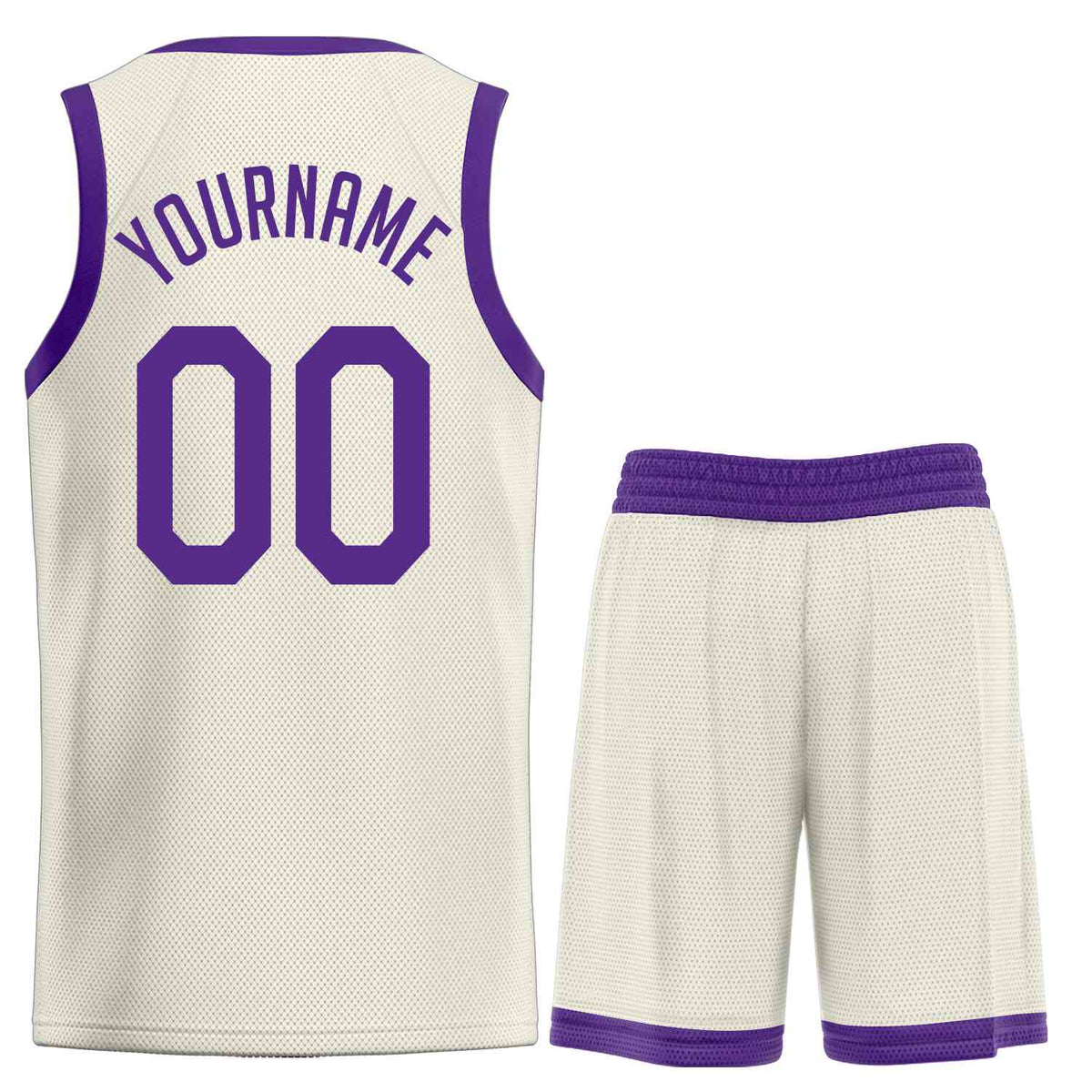 Custom Cream Purple Classic Sets Sports Uniform Basketball Jersey