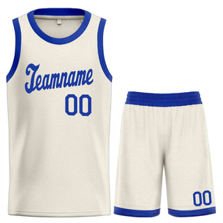 Custom Cream Royal Classic Sets Sports Uniform Basketball Jersey