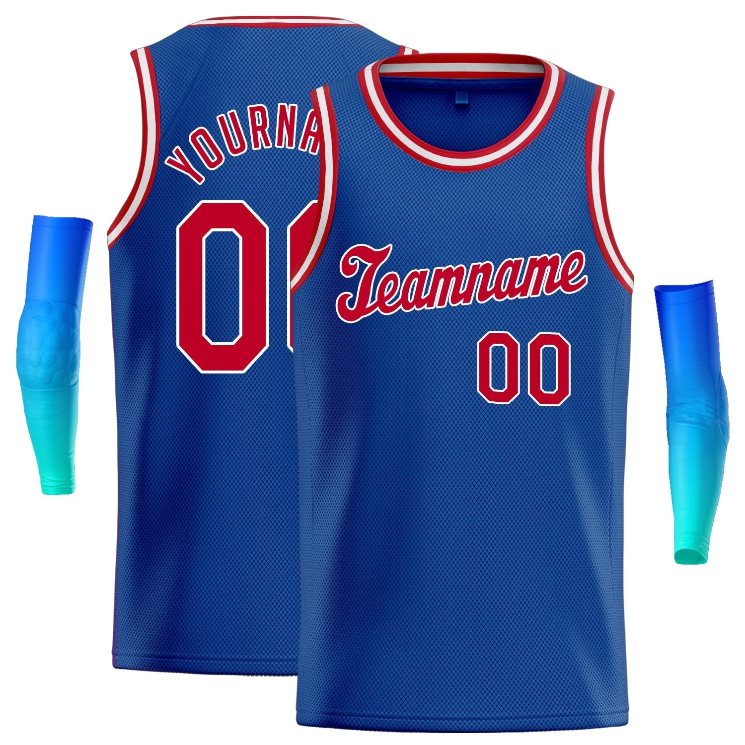 Custom Blue Red-White Classic Tops Athletic Basketball Jersey