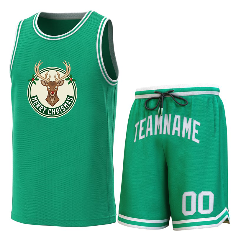Custom Christmas Milwaukee Green White Classic Sets Basketball Jersey