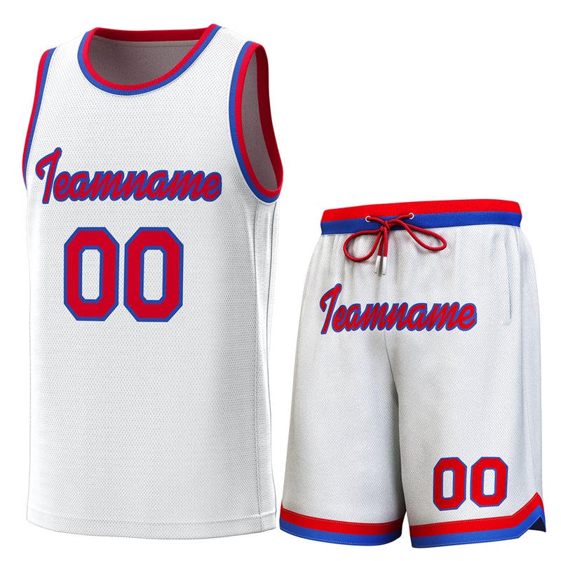Custom White Red-Royal Classic Sets Basketball Jersey
