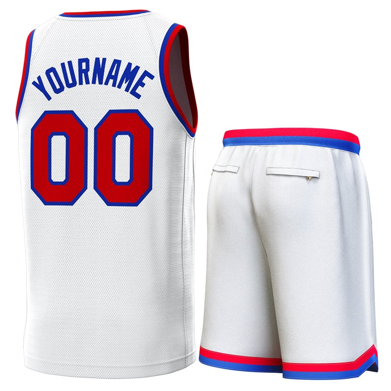 Custom White Red-Royal Classic Sets Basketball Jersey
