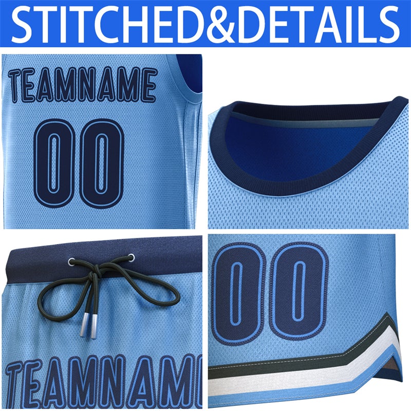 Custom Light Blue Navy Classic Sets Basketball Jersey