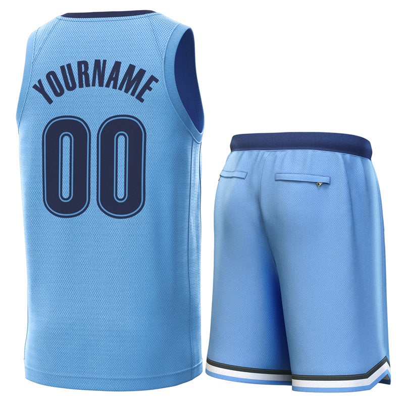 Custom Light Blue Navy Classic Sets Basketball Jersey