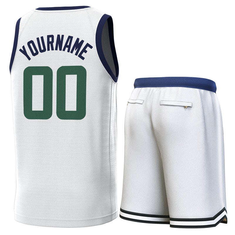 Custom White Navy Classic Sets Basketball Jersey
