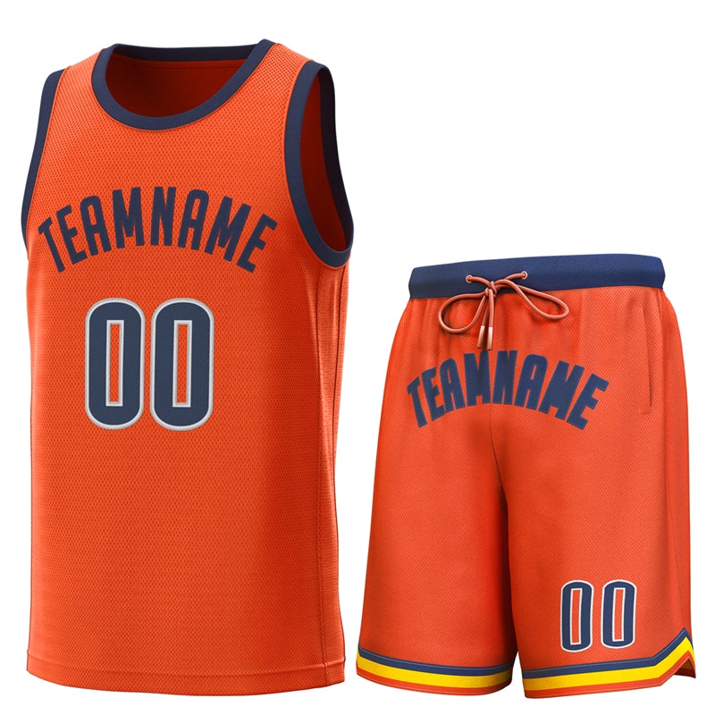 Custom Orange Navy Classic Sets Basketball Jersey