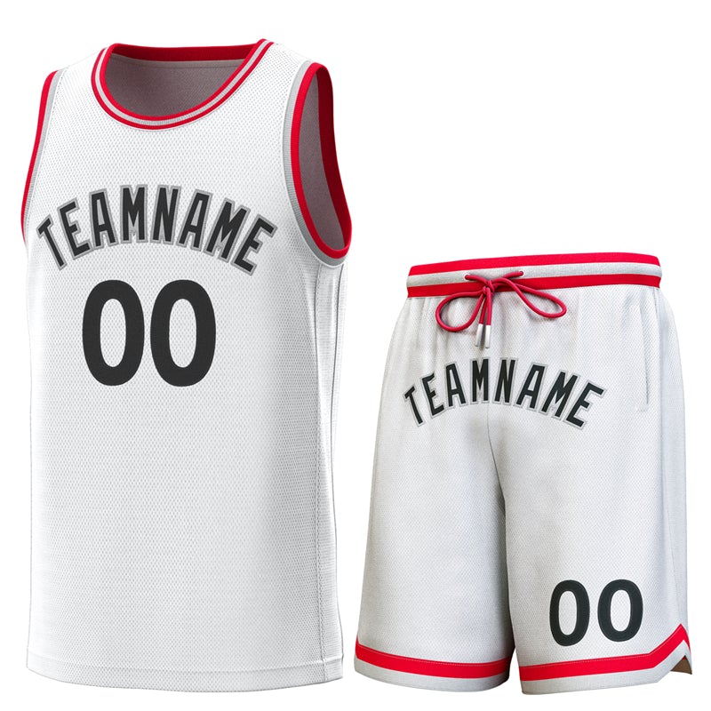 Custom White Red-Gray Classic Sets Basketball Jersey
