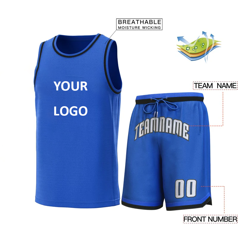 Custom Logo/Text Light Blue Black Classic Sets Basketball Jersey