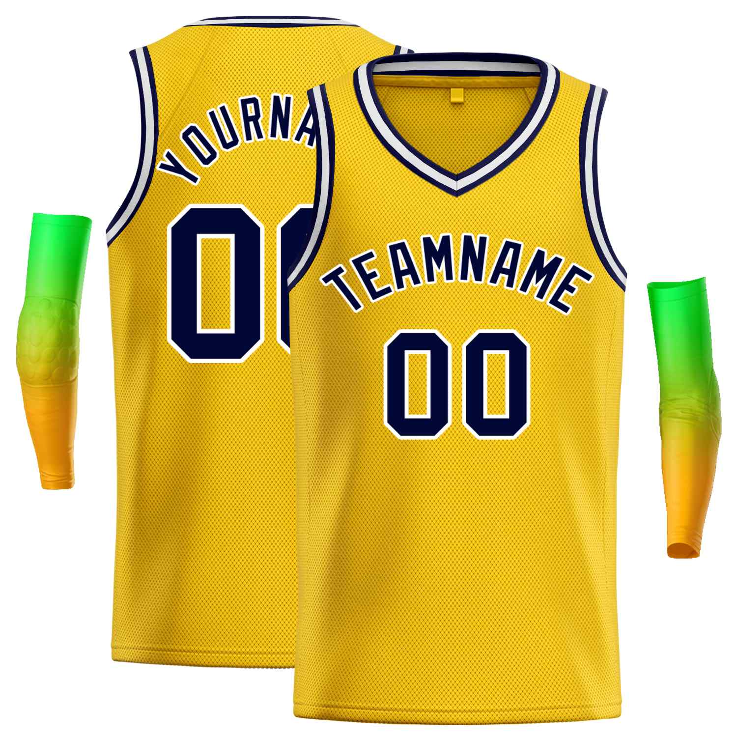 Custom Yellow Navy-White Classic Tops Men Casual Basketball Jersey