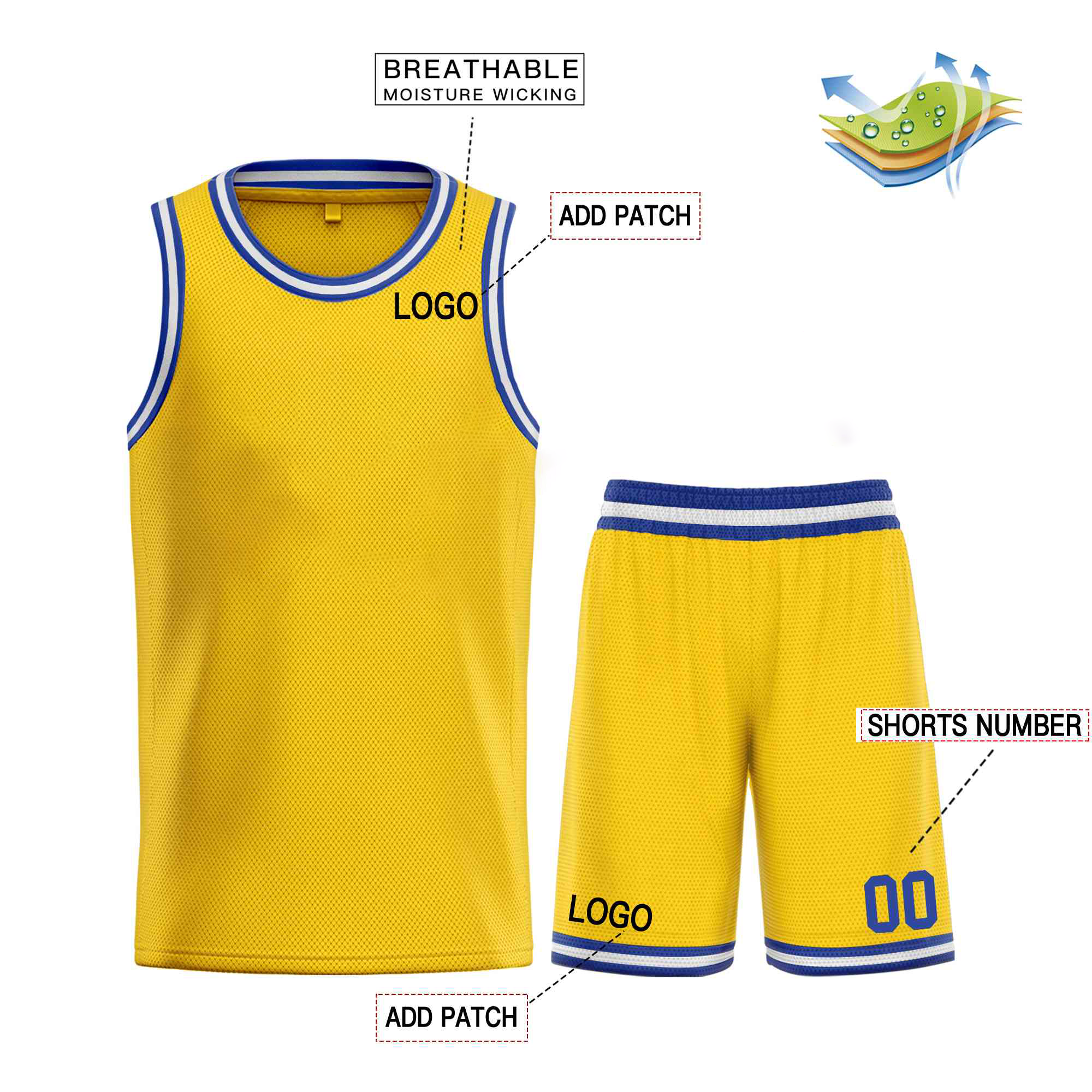 Custom Christmas Los Angeles Yellow Blue Classic Sets Basketball Jersey