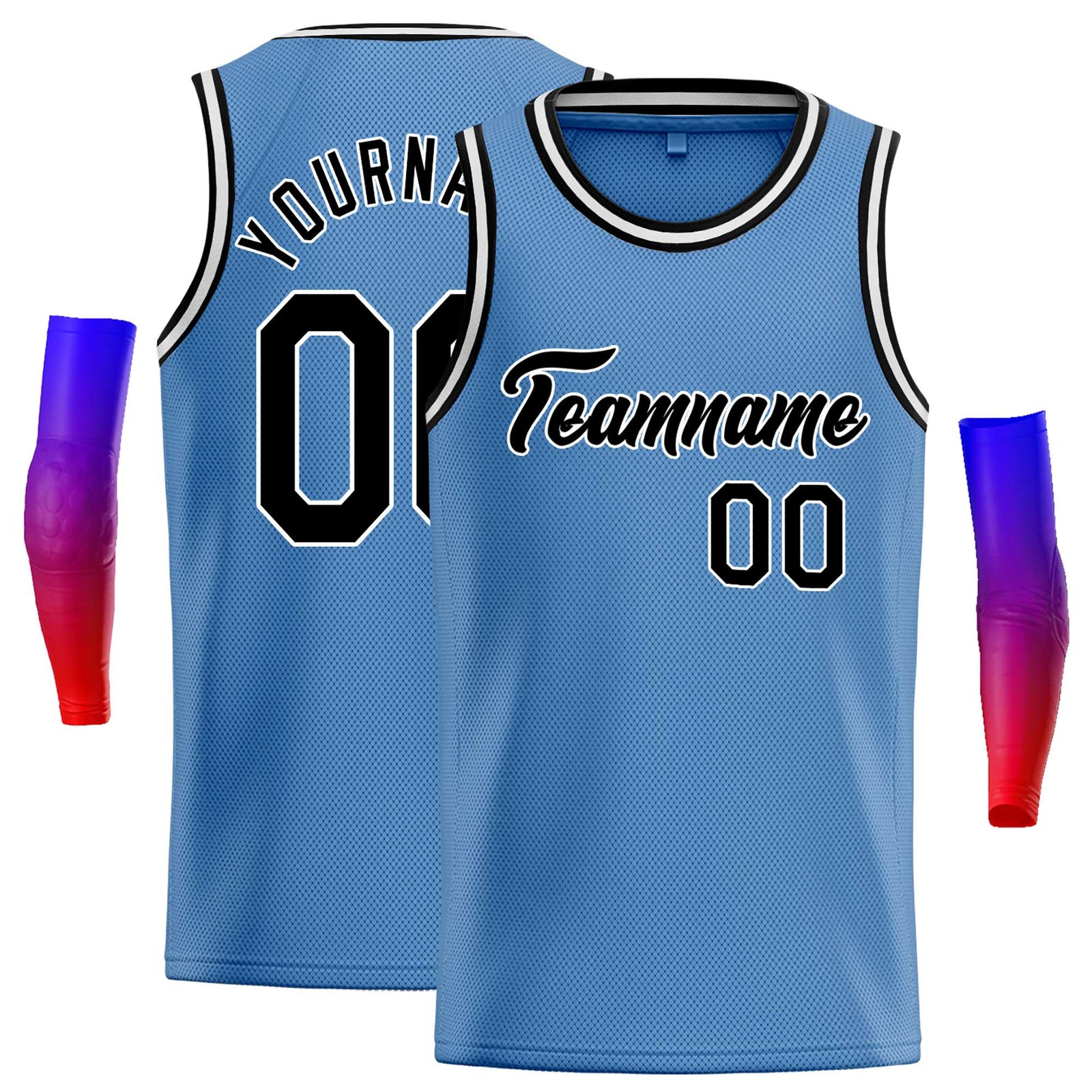 Custom Light Blue Black-White Classic Tops Casual Basketball Jersey