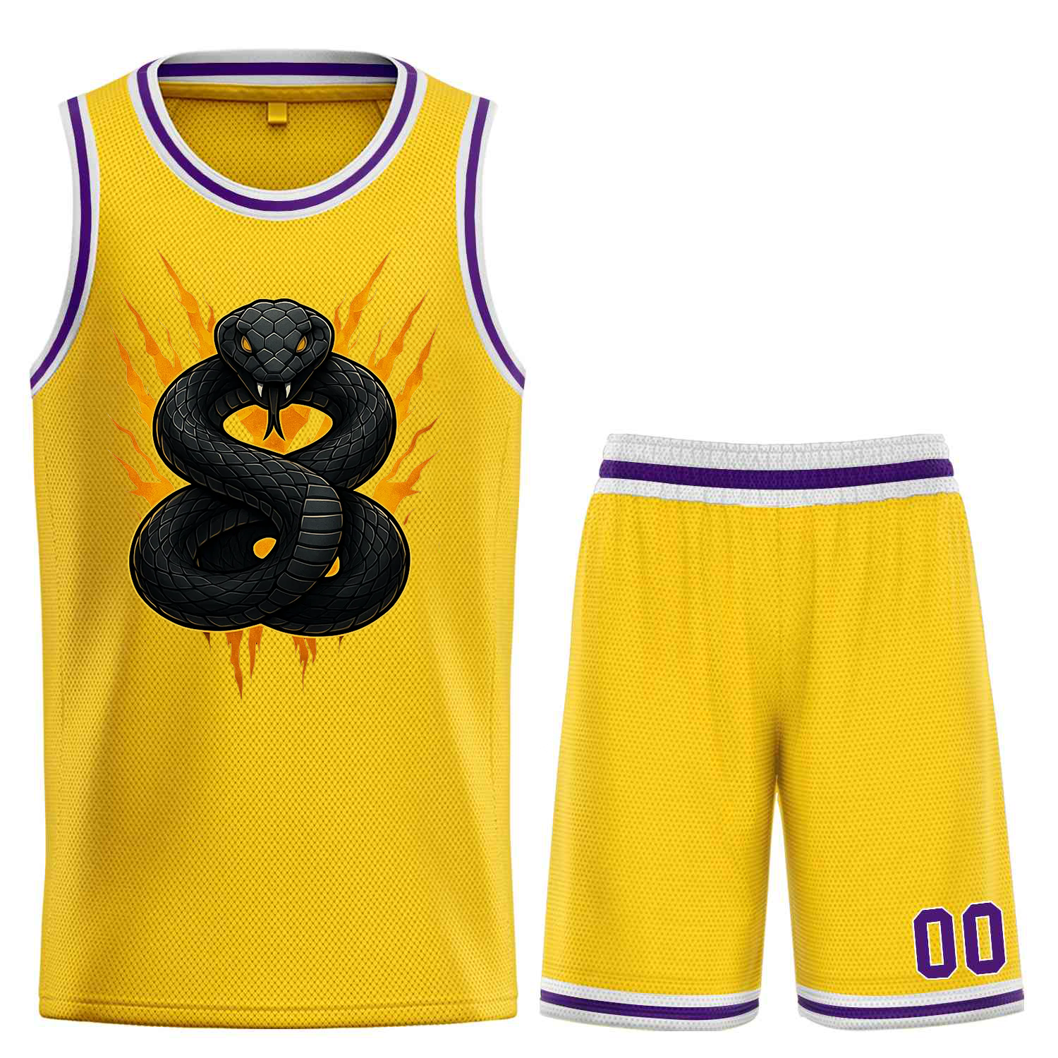 Custom Mamba Yellow Purple Classic Sets Basketball Jersey