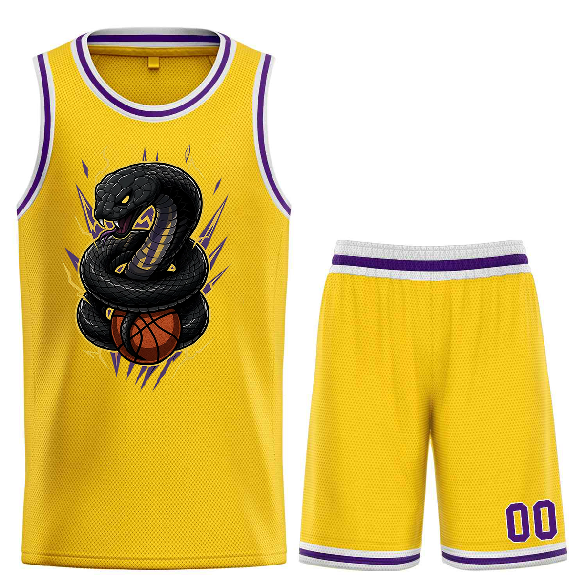 Custom Mamba Yellow Purple Classic Sets Basketball Jersey