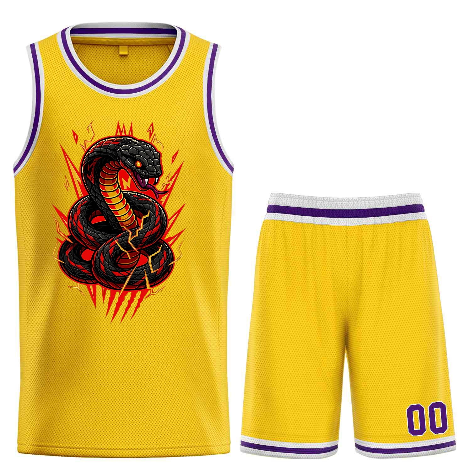 Custom Mamba Yellow Purple Classic Sets Basketball Jersey