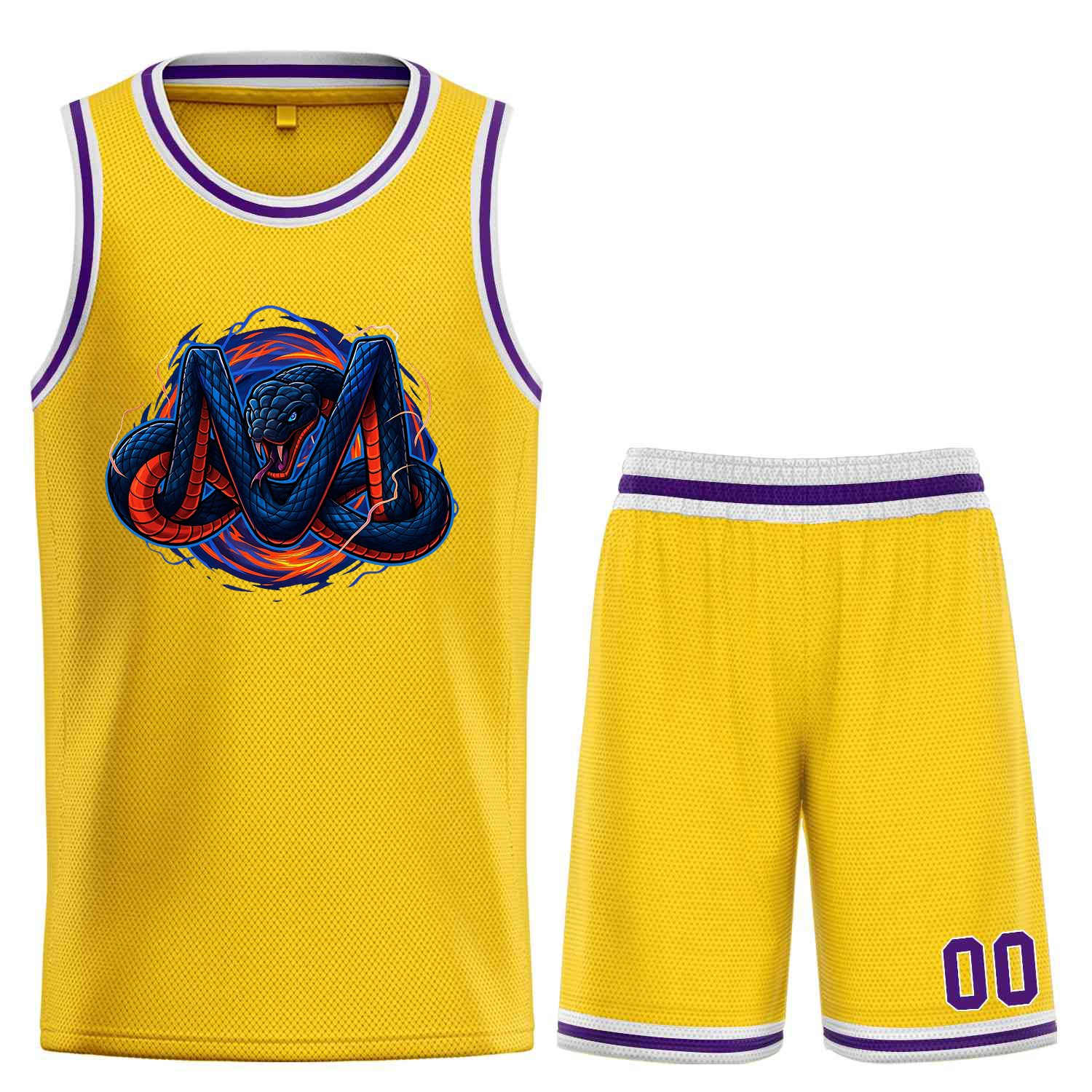 Custom Mamba Yellow Purple Classic Sets Basketball Jersey