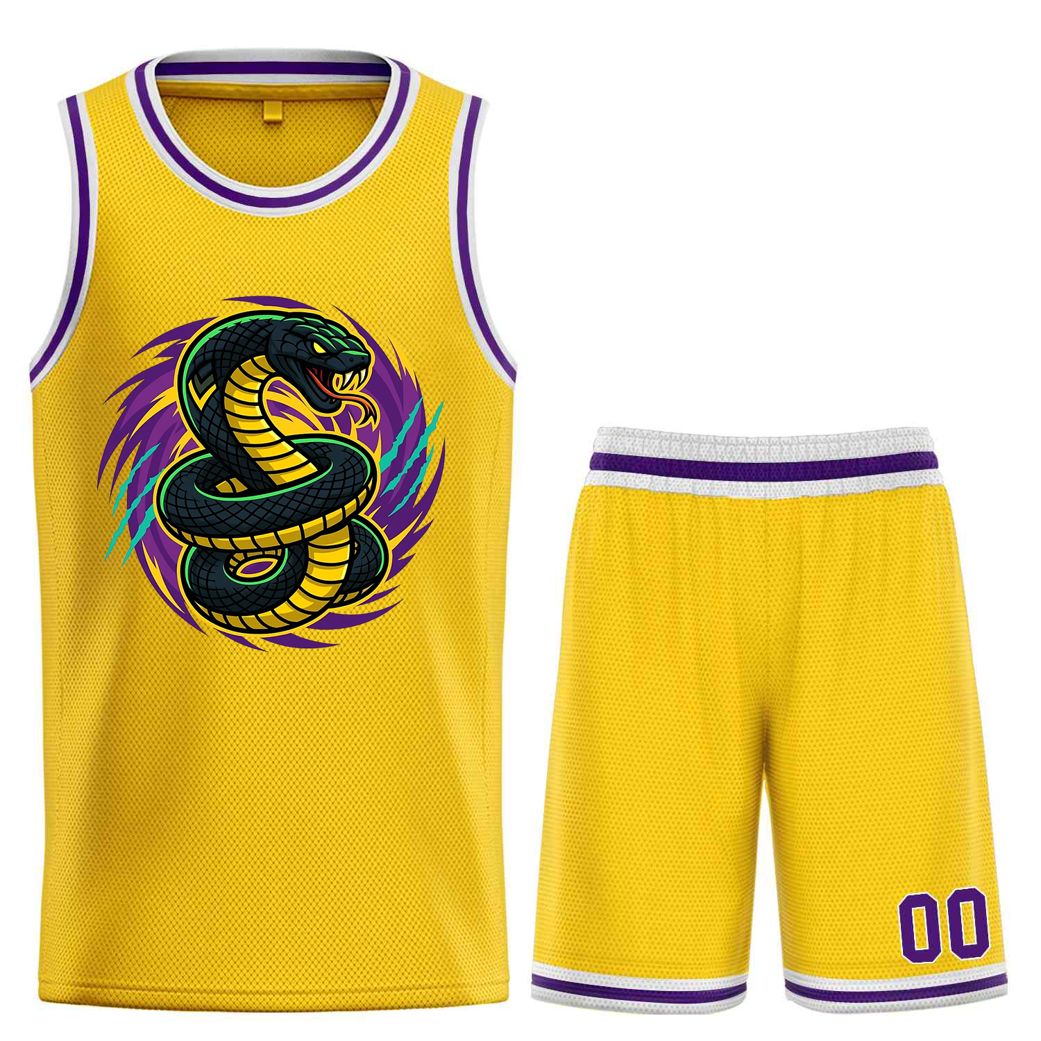 Custom Mamba Yellow Purple Classic Sets Basketball Jersey