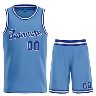 Custom Light Blue White Classic Sets Sports Uniform Basketball Jersey