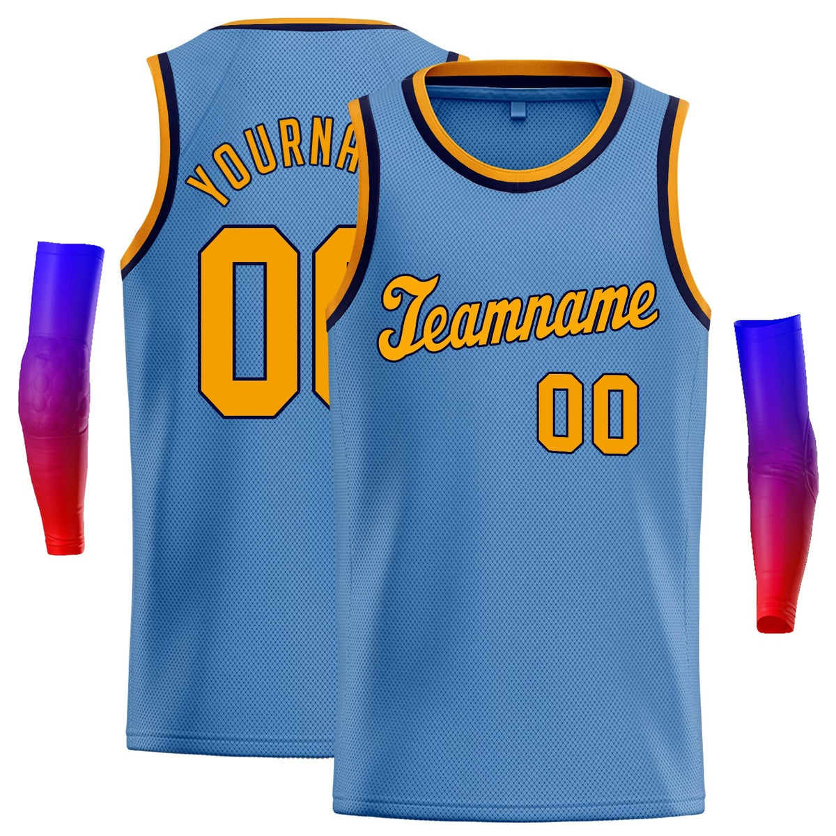 Custom Light Blue Yellow-Navy Classic Tops Fashion Sportwear Basketball Jersey