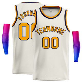 Custom Cream Yellow-Black Classic Tops Casual Basketball Jersey
