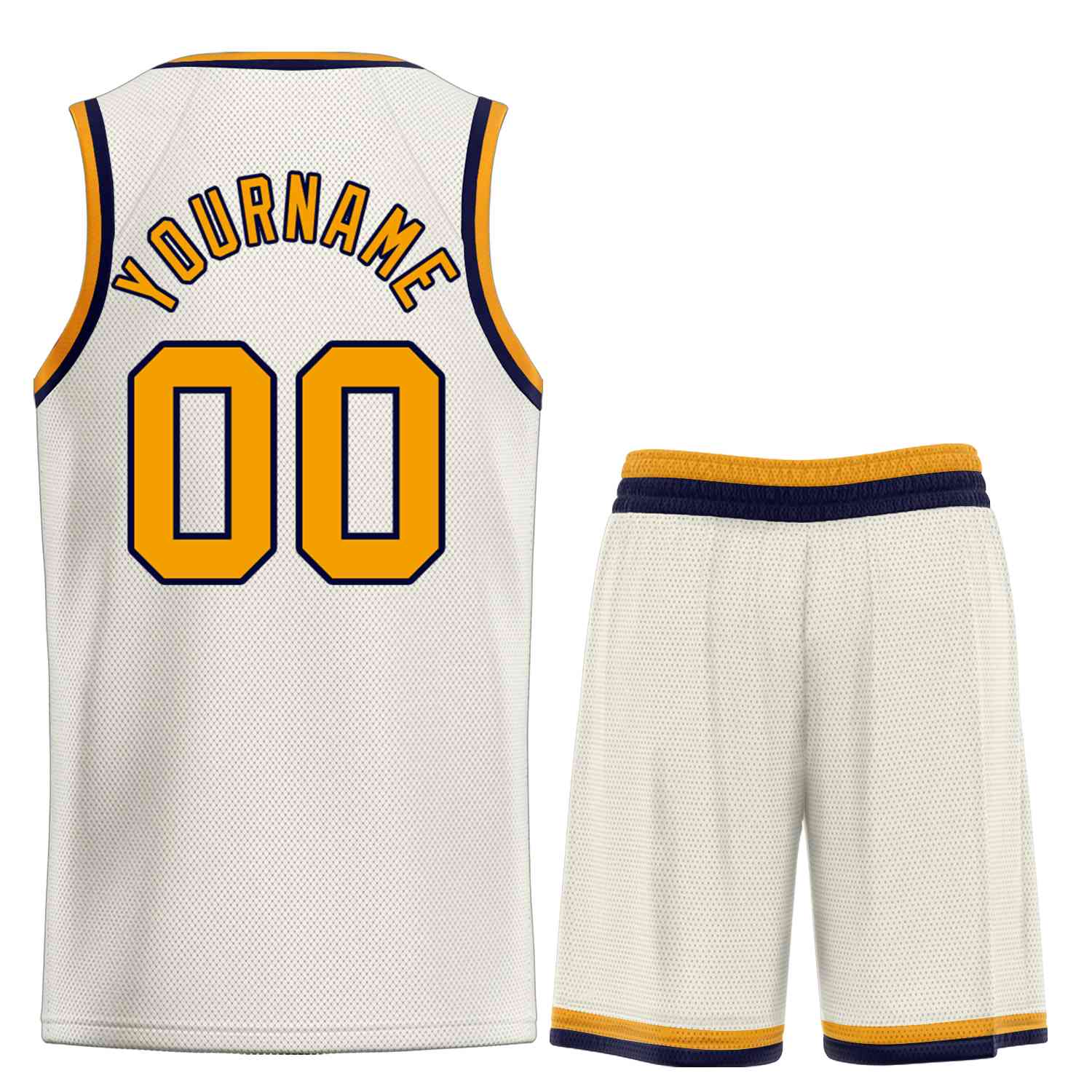Custom Cream Yellow-Navy Classic Sets Bull Basketball Jersey