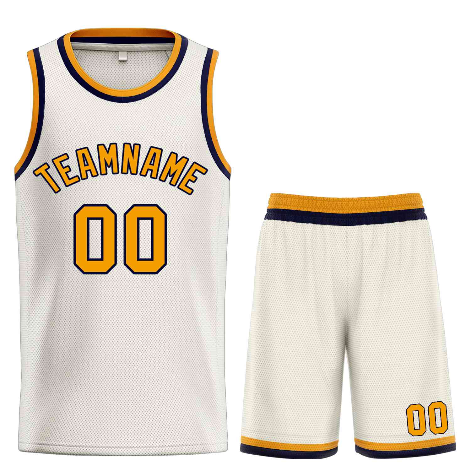 Custom Cream Yellow-Navy Classic Sets Bull Basketball Jersey