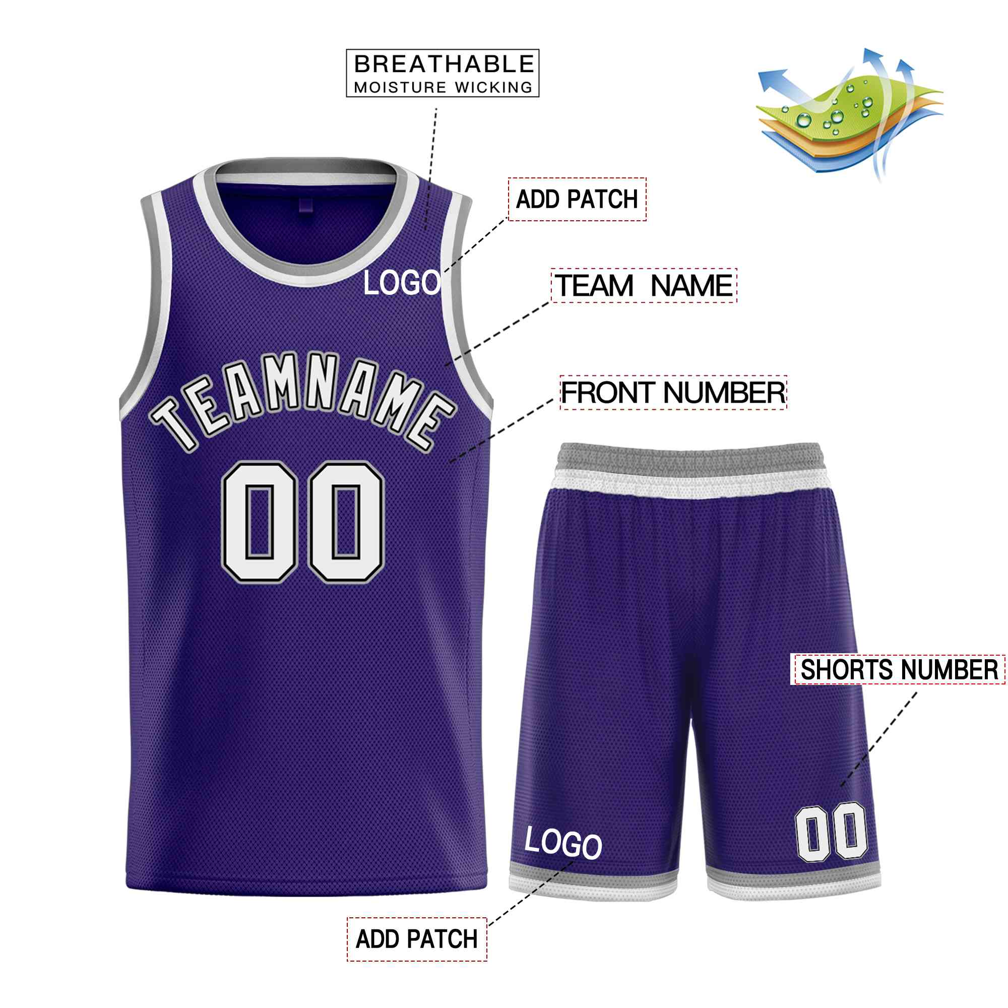Custom Purple White-Black Bull Classic Sets Curved Basketball Jersey
