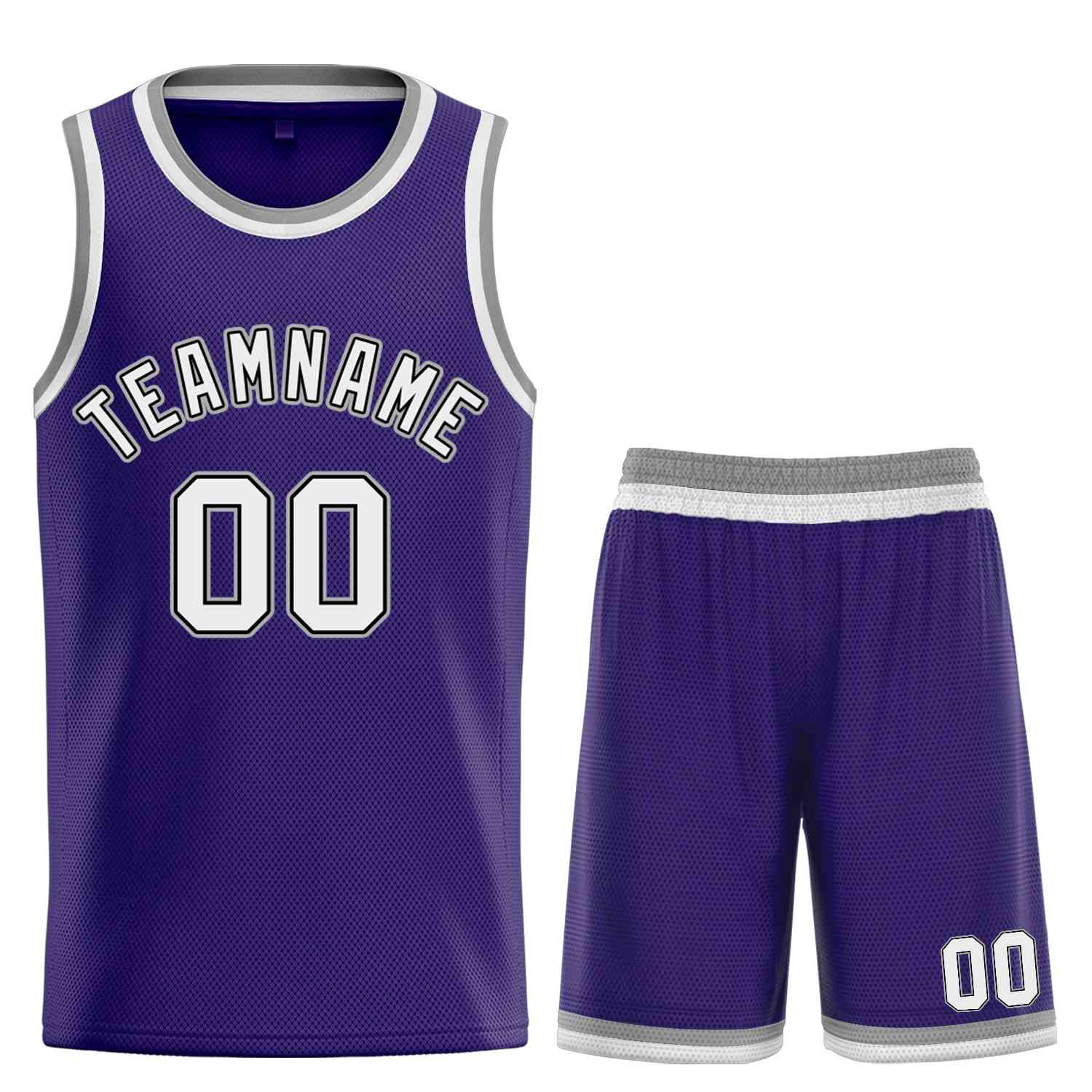 Custom Purple White-Black Bull Classic Sets Curved Basketball Jersey