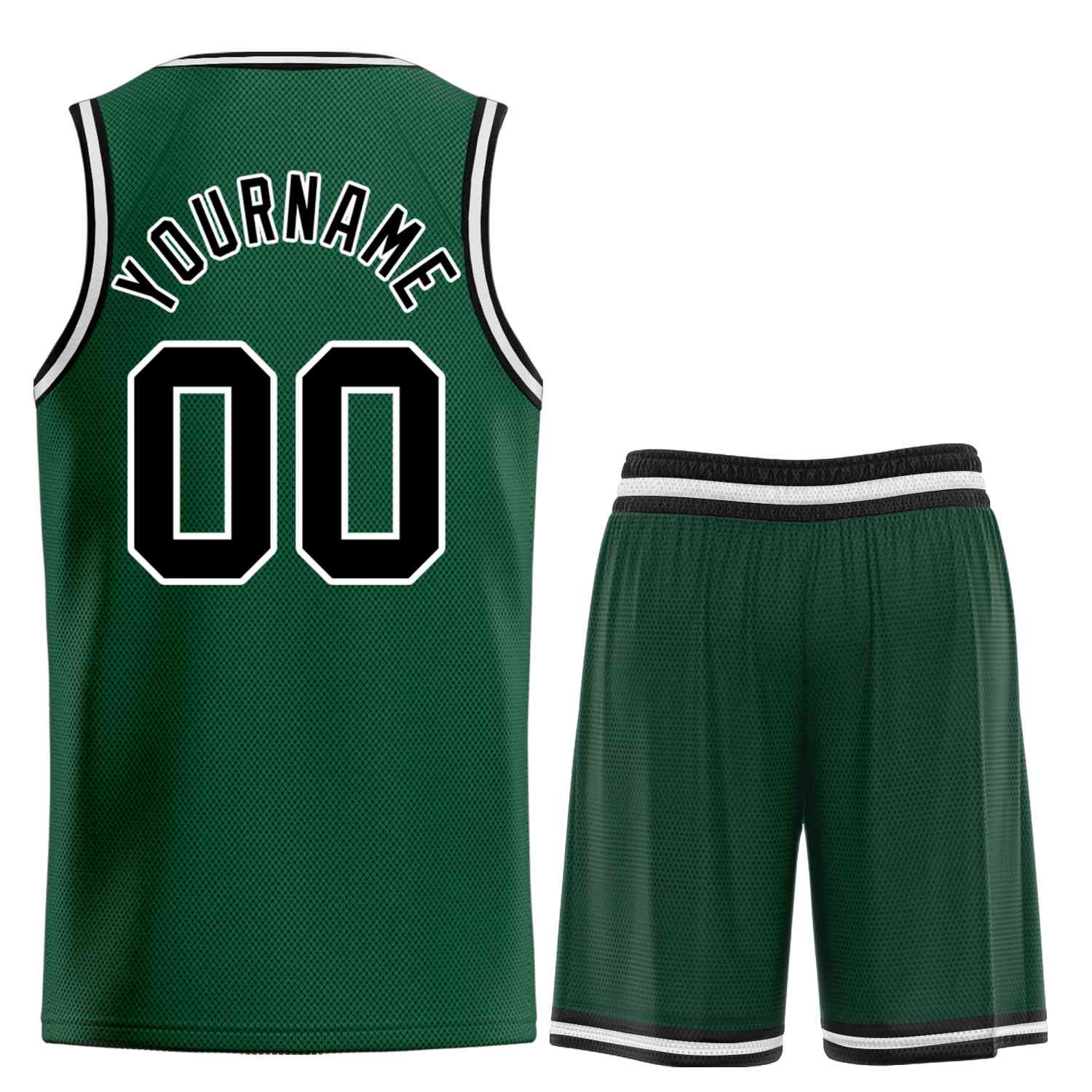 Custom Logo/Text Hunter Green Black-White Classic Sets Curved Basketball Jersey