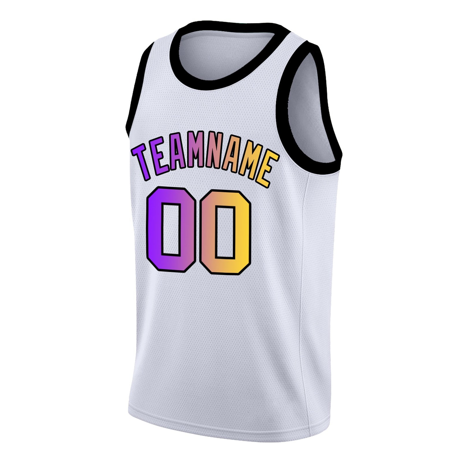 Custom White Purple-Black Gradient Fashion Tops Basketball Jersey
