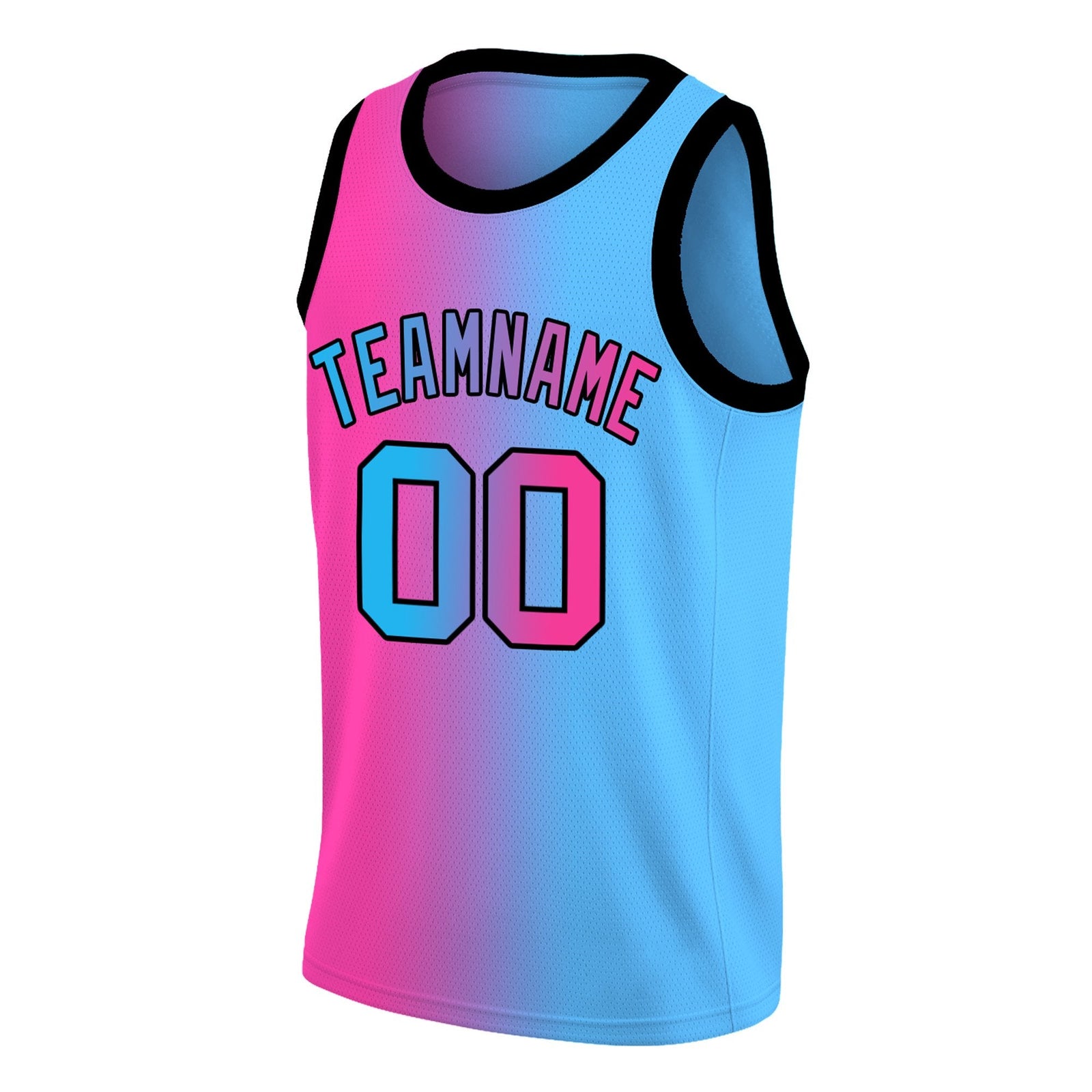 Custom Pink Black-Light Blue Gradient Fashion Tops Basketball Jersey