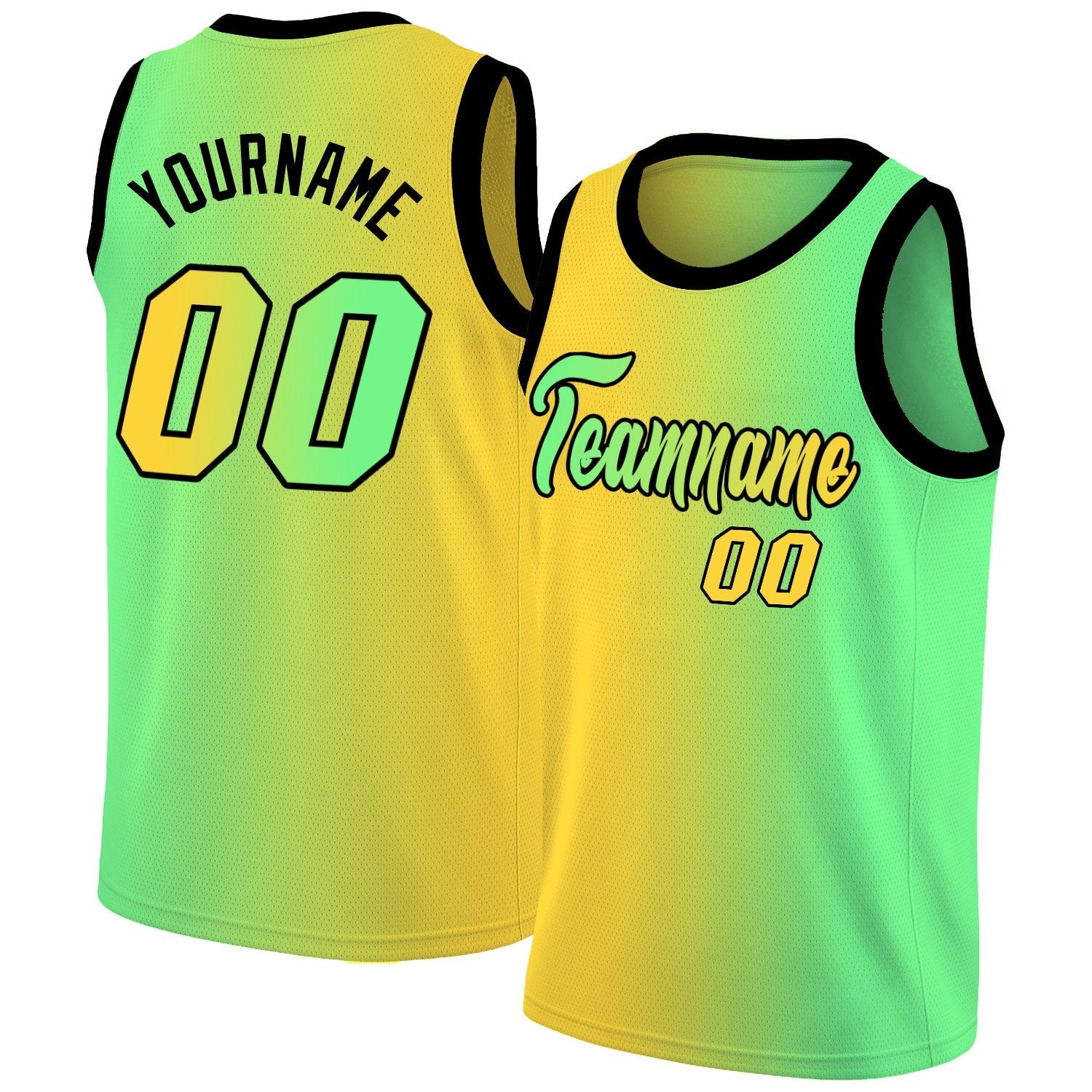 Custom Yellow Neon Green Gradient Fashion Tops Basketball Jersey