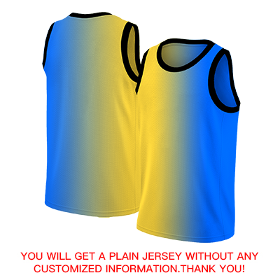 Custom Blue Yellow-Black Gradient Fashion Tops Basketball Jersey