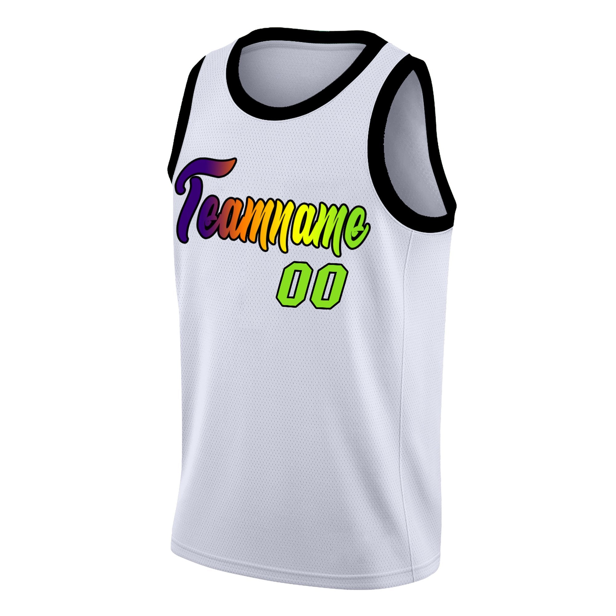 Custom White Black-Green Gradient Fashion Tops Basketball Jersey