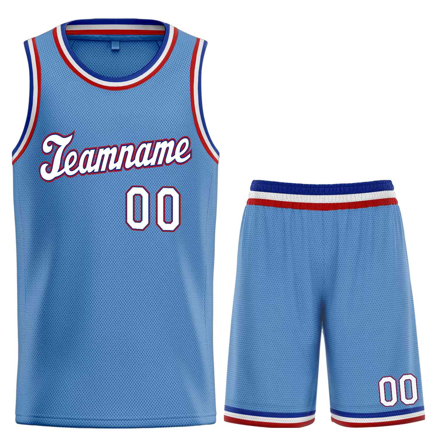 Custom Light Blue White-Red Classic Sets Sports Uniform Basketball Jersey