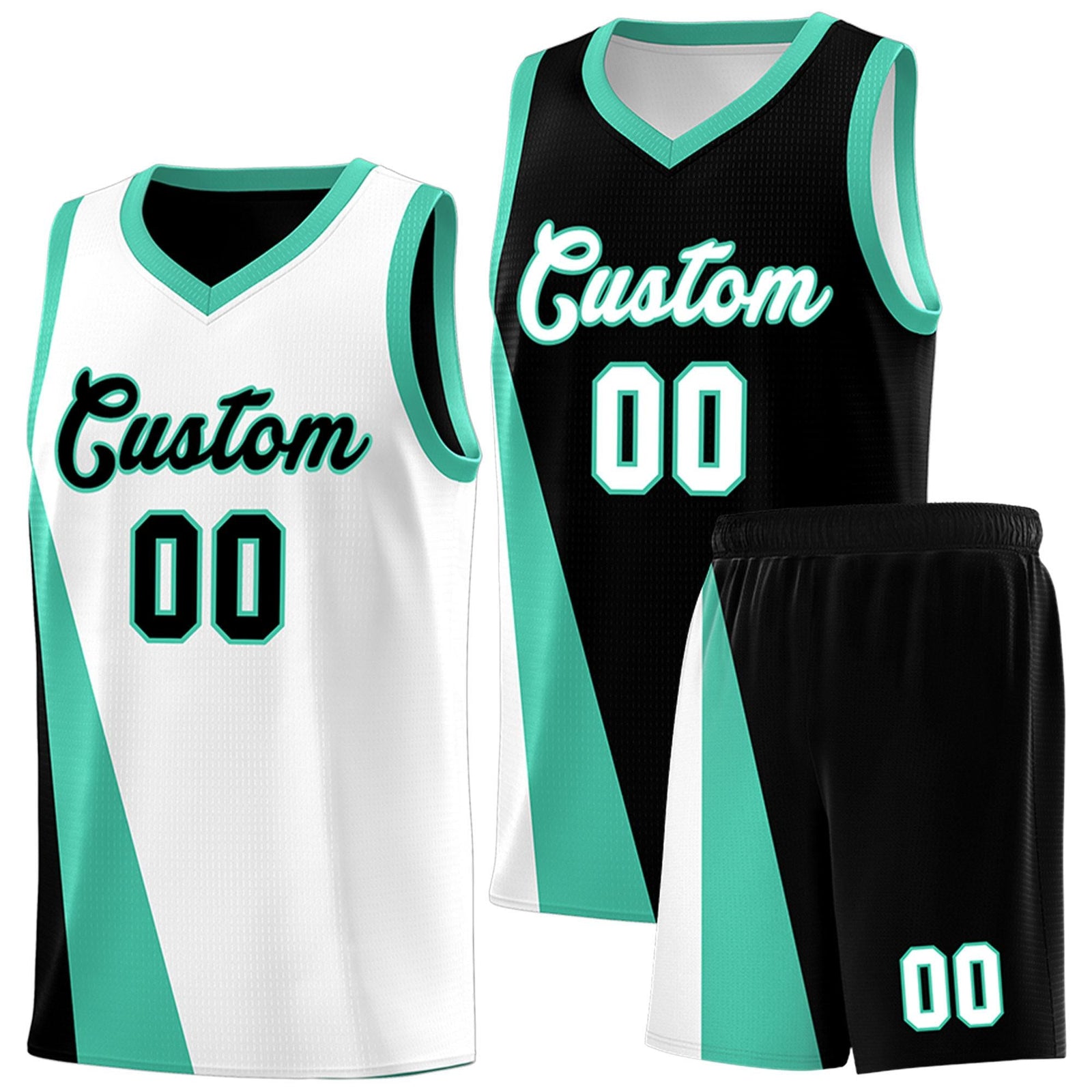 Custom White Black Slanting Two Lines Color Block Sports Uniform Basketball Jersey