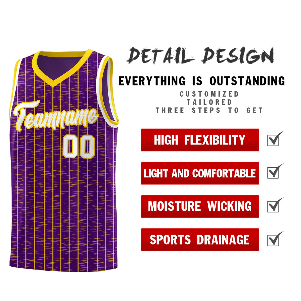 Custom Purple Custom Gray Pinstripe Retro Sets Uniform Basketball Jersey