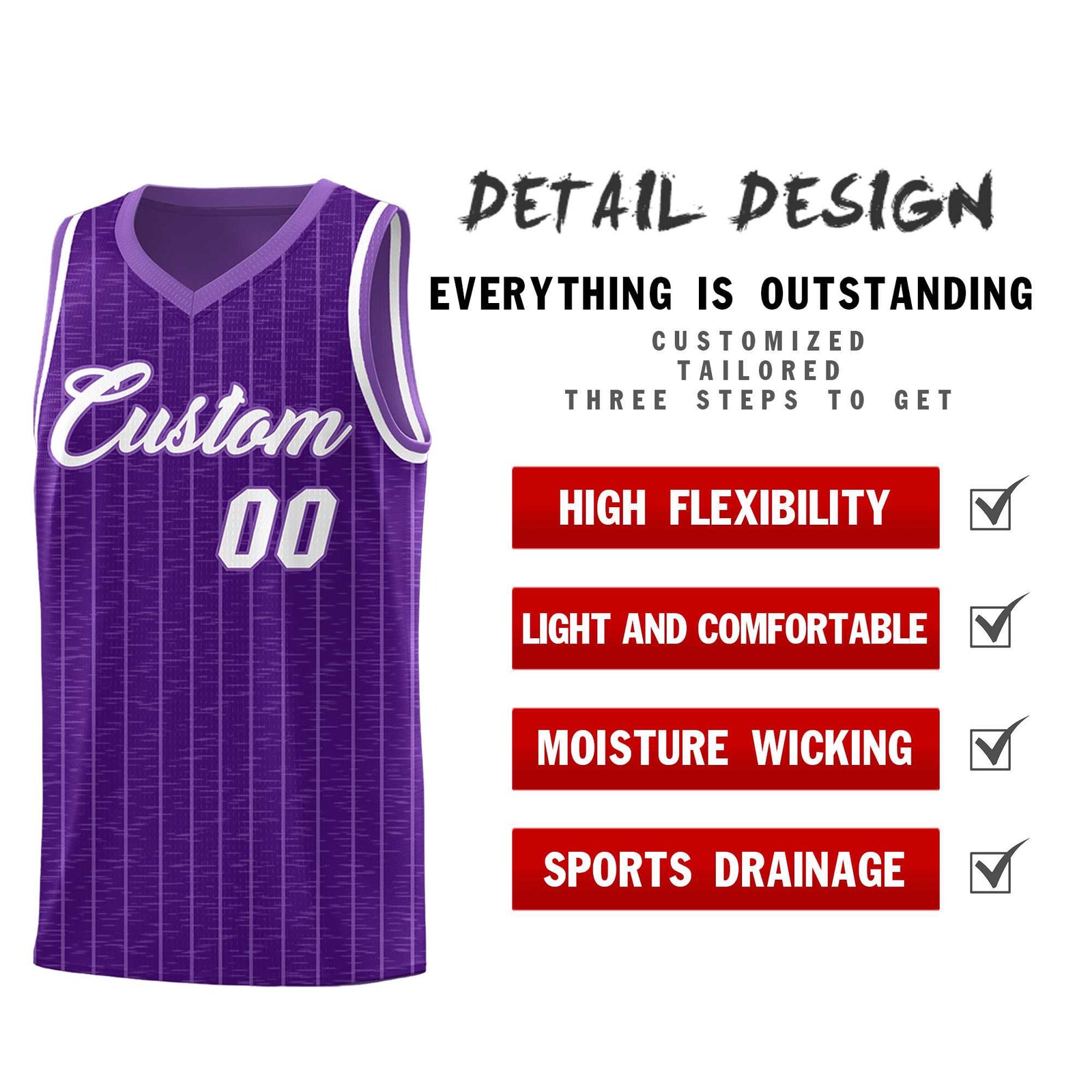 Custom Purple Custom Gray Pinstripe Retro Sets Uniform Basketball Jersey