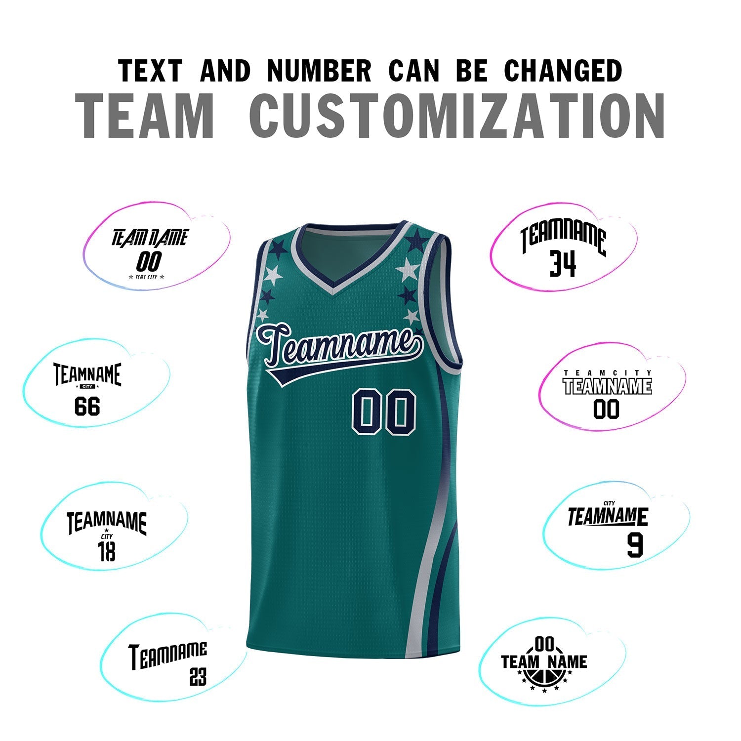 Custom Aqua Shoulders Star Pattern Side Color Block Sports Uniform Basketball Jersey